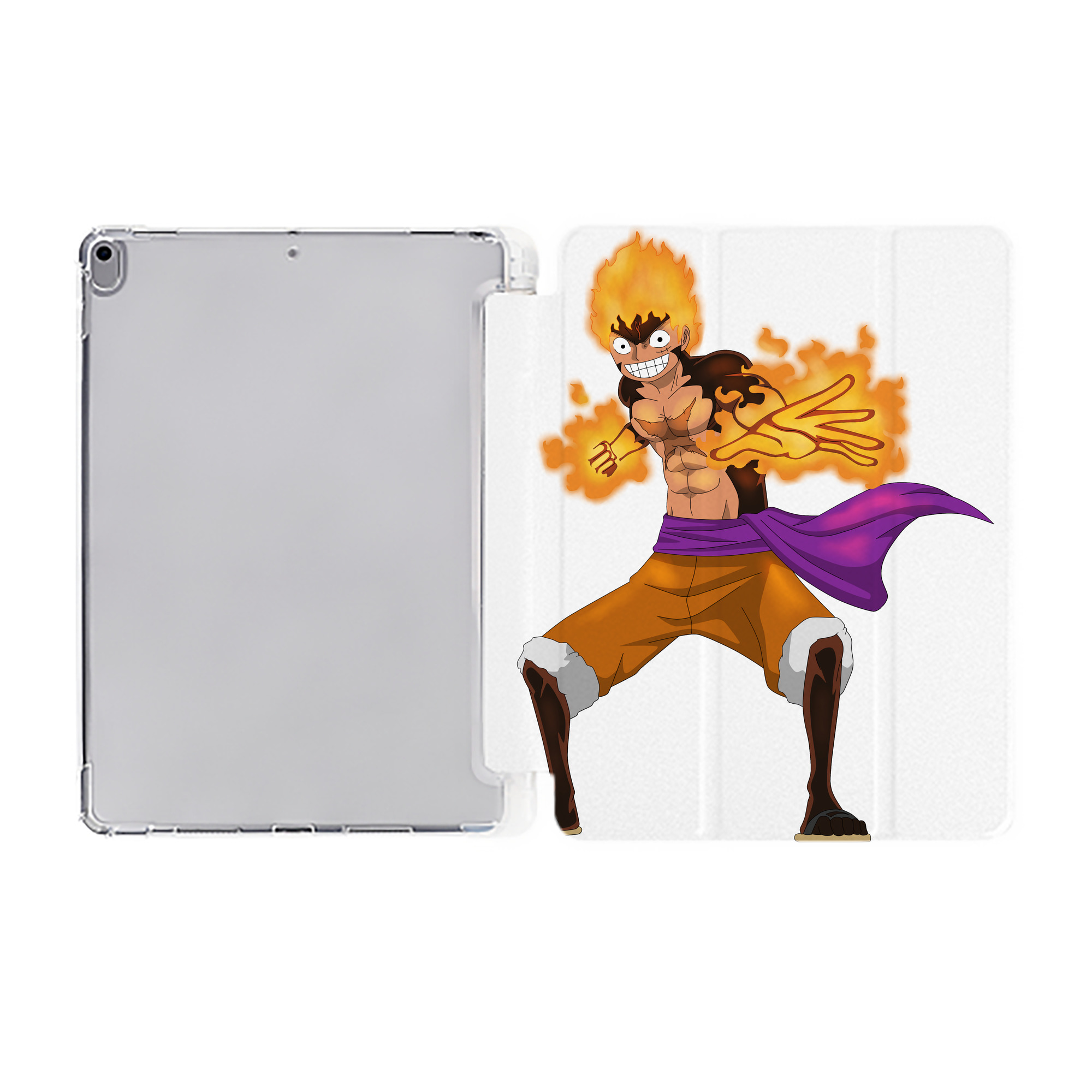 （画像用） ワンピース モンキー・D・ルフィ ONE PIECE Monkey D. Luffy IPad ケース ペン収納付き 三つ折りスタンド PUレザー×シリコン 対応機種9.5/10.5/10.9インチ